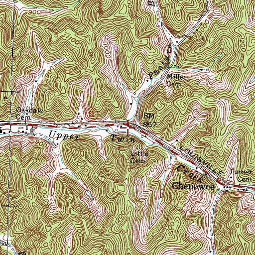 Topographic Map of Pasture Branch, KY