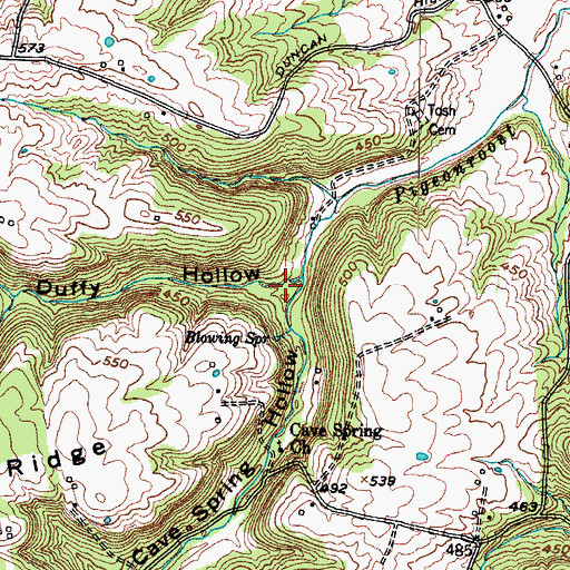 Topographic Map of Pat Duffy Hollow, KY