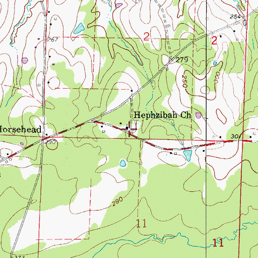 Topographic Map of Hephzibah Church, AR