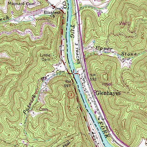Topographic Map of Patrick Branch, KY