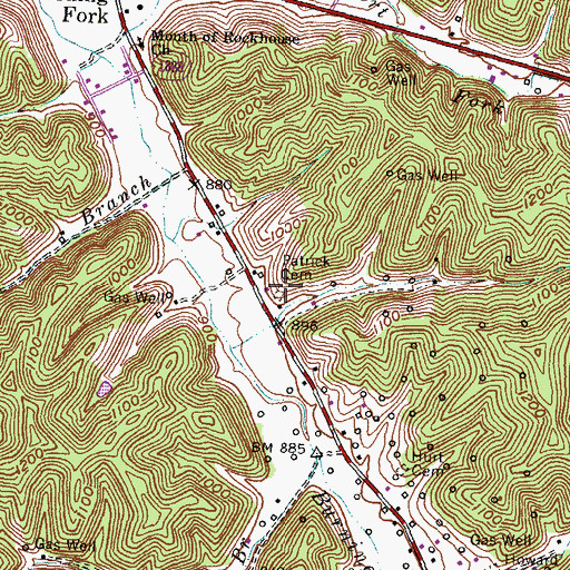 Topographic Map of Patrick Cemetery, KY
