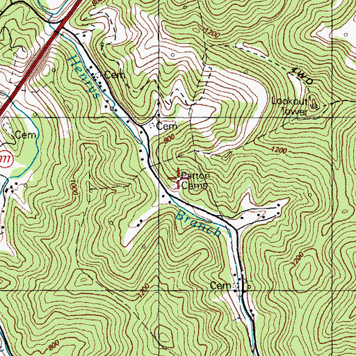 Topographic Map of Patton Cemetery, KY
