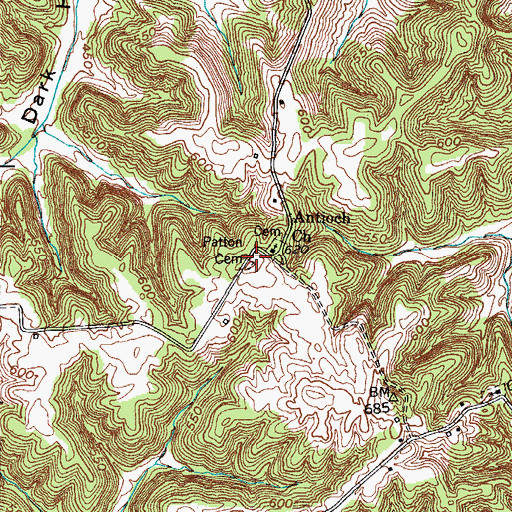 Topographic Map of Patton Cemetery, KY