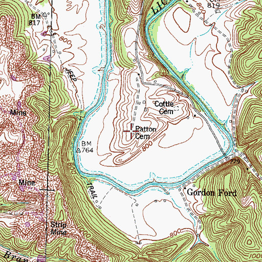 Topographic Map of Patton Cemetery, KY