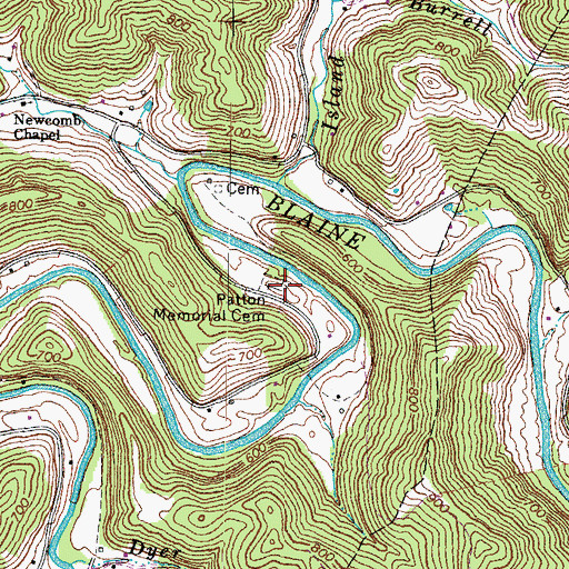 Topographic Map of Patton Memorial Cemetery, KY
