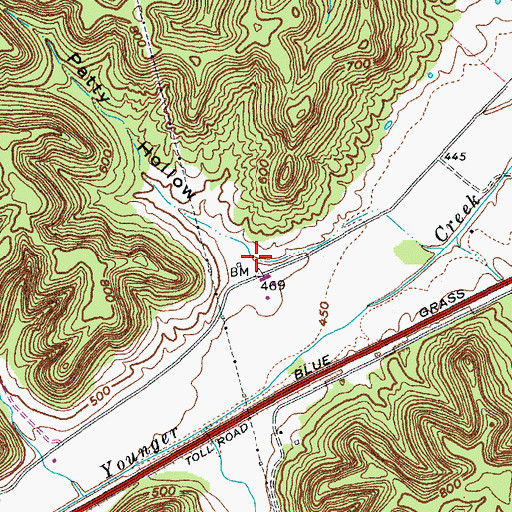 Topographic Map of Patty Hollow, KY