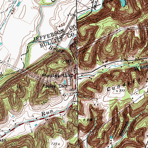Topographic Map of Pauley Gap, KY