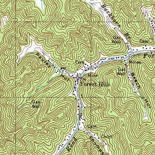 Topographic Map of Pauley Hollow, KY