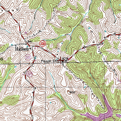 Topographic Map of Pauper Cemetery, KY