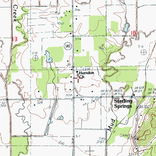 Topographic Map of Herndon Church, AR