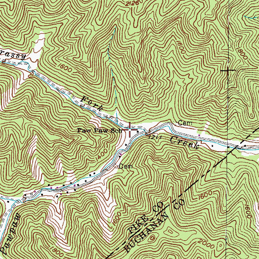 Topographic Map of Paw Paw School, KY