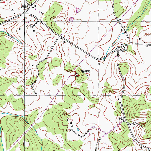 Topographic Map of Payne Cemetery, KY