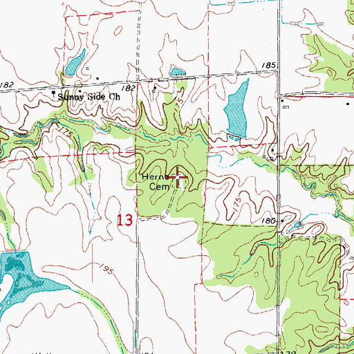 Topographic Map of Herns Cemetery, AR