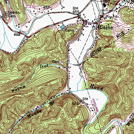 Topographic Map of Payne Hollow, KY