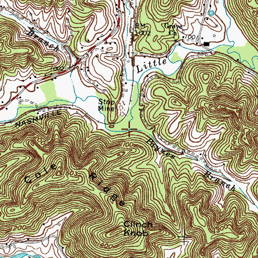 Topographic Map of Paynes Branch, KY