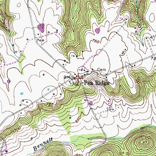 Topographic Map of Pea Ridge, KY