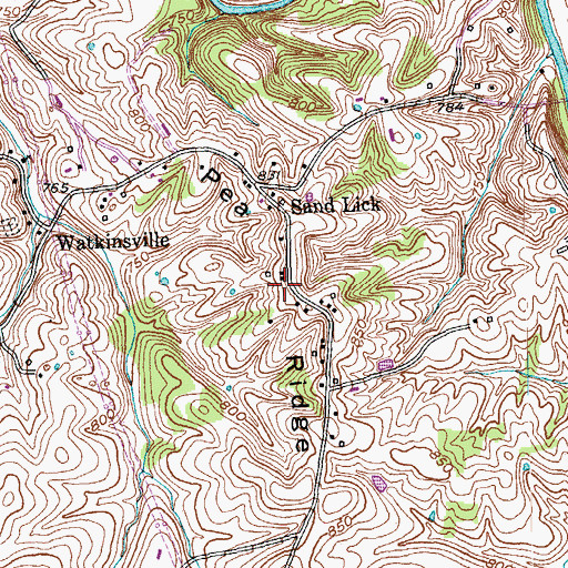 Topographic Map of Pea Ridge, KY