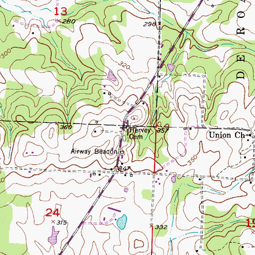 Topographic Map of Hervey Cemetery, AR