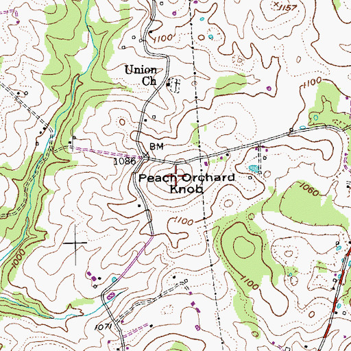 Topographic Map of Peach Orchard Knob, KY