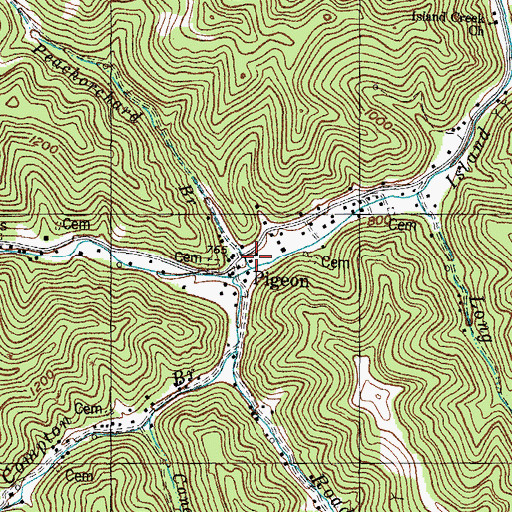 Topographic Map of Peachorchard Branch, KY