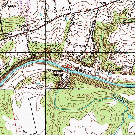 Topographic Map of Peacock Island, KY
