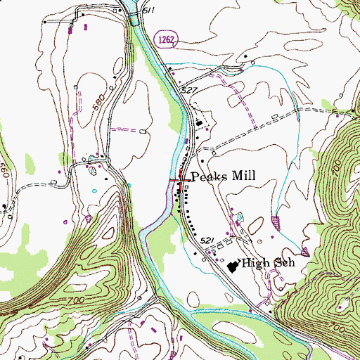 Topographic Map of Peaks Mill, KY