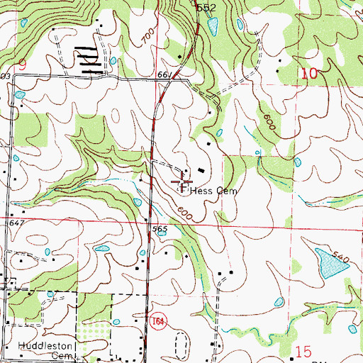 Topographic Map of Hess Cemetery, AR