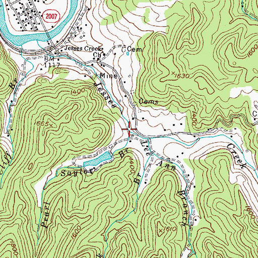Topographic Map of Pearl Saylor Branch, KY