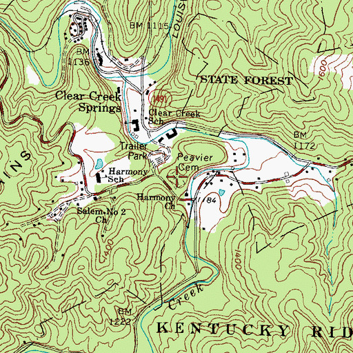 Topographic Map of Peavier Cemetery, KY