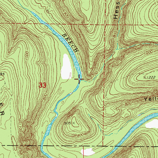 Topographic Map of Hess Hollow, AR
