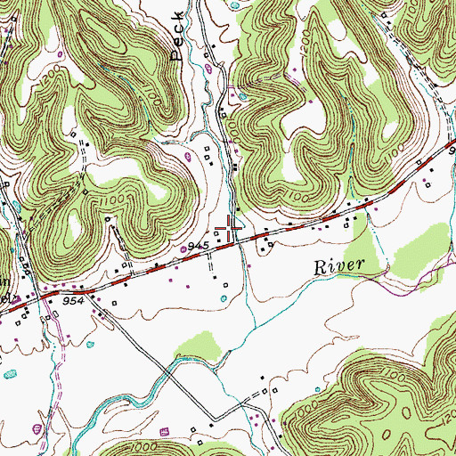 Topographic Map of Peck Hollow, KY