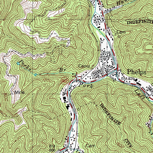 Topographic Map of Pecks Branch, KY