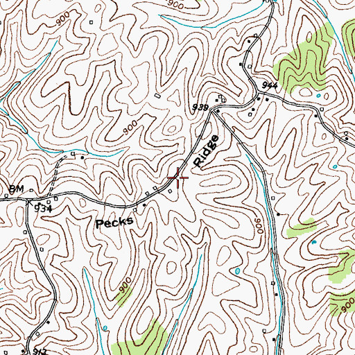 Topographic Map of Pecks Ridge, KY