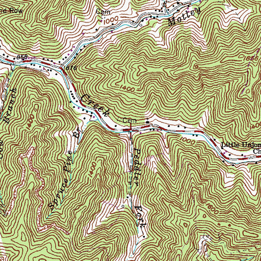 Topographic Map of Peddler Fork, KY