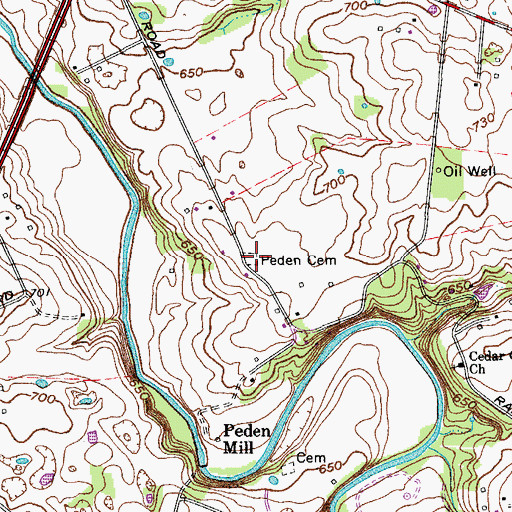Topographic Map of Peden Cemetery, KY