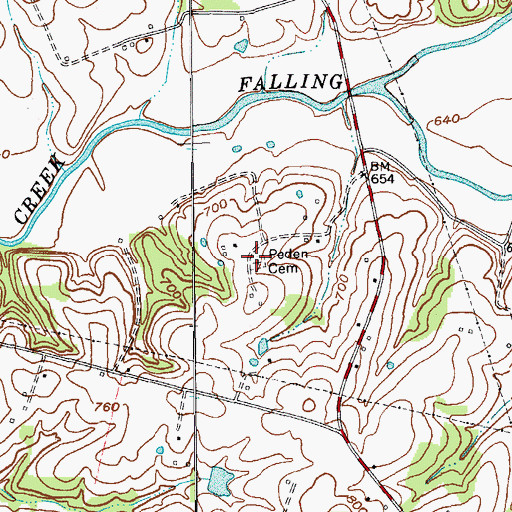 Topographic Map of Peden Cemetery, KY