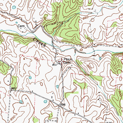 Topographic Map of Peers Cemetery, KY