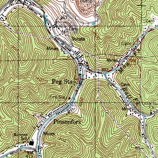 Topographic Map of Peg Station, KY