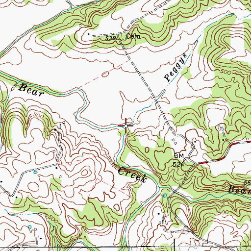 Topographic Map of Peggys Branch, KY