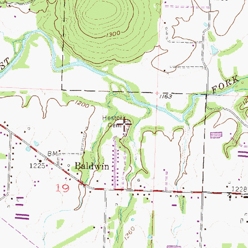 Topographic Map of Hester Cemetery, AR