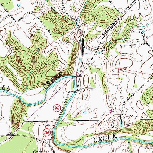 Topographic Map of Pelham Branch, KY