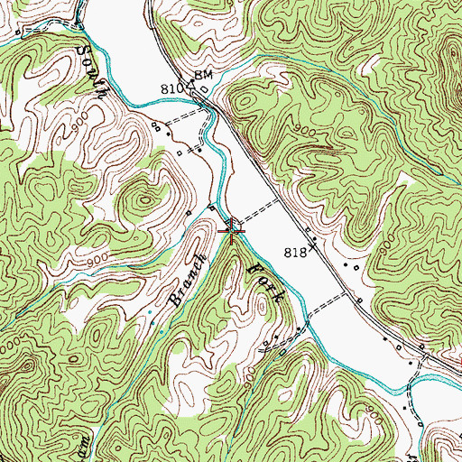 Topographic Map of Pelham Branch, KY