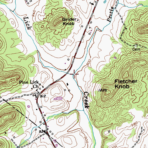 Topographic Map of Peltis Fork, KY