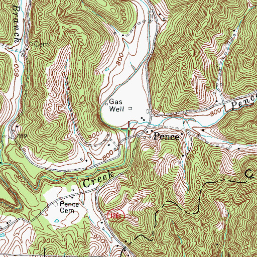 Topographic Map of Pence Branch, KY