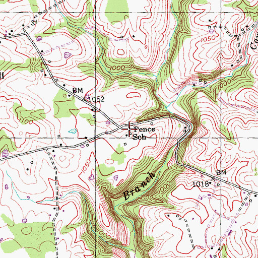 Topographic Map of Pence School, KY