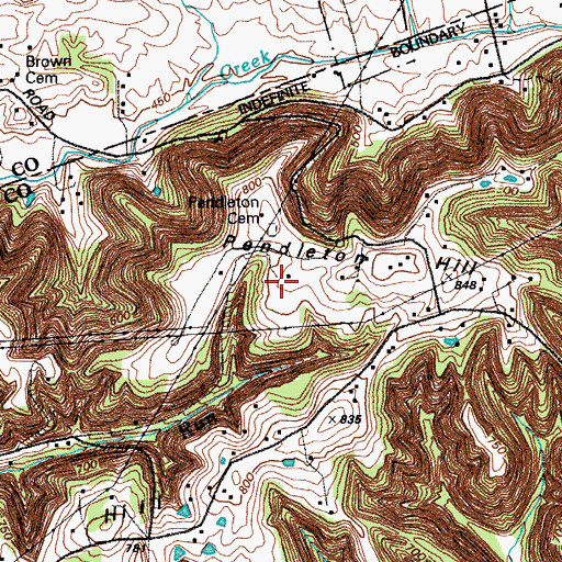 Topographic Map of Pendleton Cemetery, KY