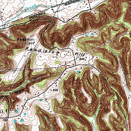 Topographic Map of Pendleton Hill, KY