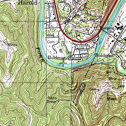Topographic Map of Penhook Branch, KY