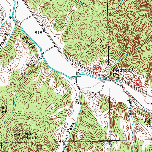 Topographic Map of Penn Branch, KY