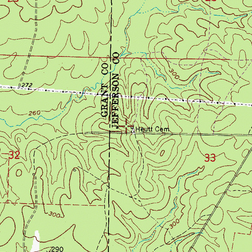 Topographic Map of Heutt Cemetery, AR